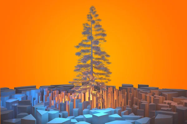 2019 yeni yıl kartı Noel ağacı soyut üzerinde 3d çizim kayalar — Stok fotoğraf