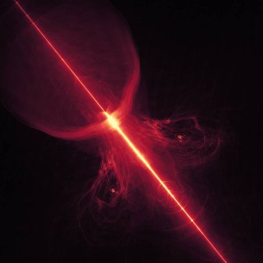 koyu arka plan boşluk evren üzerinde parlayan kırmızı eğri çizgiler. İllüstrasyon