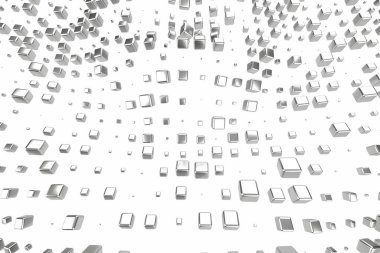 Gümüş veya Beyaz Altın Platin küpleri beyaz arka plan üzerinde engeller. 3D çizim modelleme. servet zengin araştırma bitcoin kavramı. İş Finans başarı clipart büyüyen para