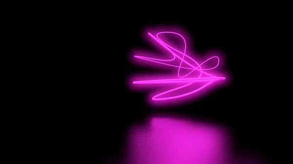 Futuristic Sci-Fi Abstract Purple Neon Light Shapes On Black Background wall and Reflective floor with Empty Space For Text 3D Rendering Illustration — стоковое фото