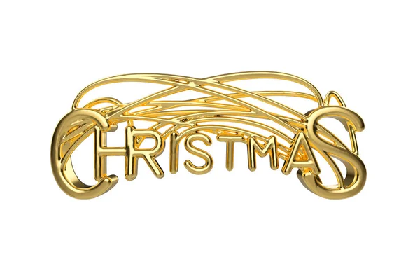 Natale elegante parola lettering dorato con lettere legate da stringhe isolate su sfondo bianco. Illustrazione 3D di Holyday — Foto Stock