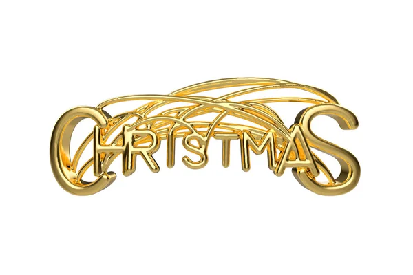 Elegante palabra de letras doradas navideñas con letras atadas por cuerdas aisladas sobre fondo blanco. Ilustración Holyday 3D —  Fotos de Stock