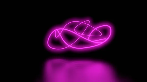 Φουτουριστικό Sci-Fi αφηρημένη μοβ φως νέον σχήματα σε μαύρο φόντο τοίχο και αντανακλαστικός τύπος δαπέδου με κενό χώρο για κείμενο 3d Rendering εικονογράφηση — Φωτογραφία Αρχείου