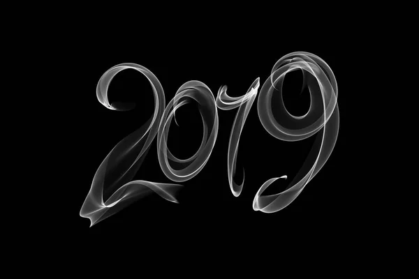 Feliz Año Nuevo 2019 Letras Números Aislados Escritos Con Llama — Foto de Stock
