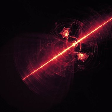 koyu arka plan boşluk evren üzerinde parlayan kırmızı eğri çizgiler. İllüstrasyon