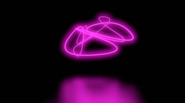 Futuristische Sci-Fi Abstract paars Neon licht Shapes op zwarte achtergrond muur en weerspiegelend vloer met lege ruimte voor tekst 3d Rendering illustratie — Stockfoto