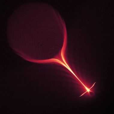 koyu arka plan boşluk evren üzerinde parlayan kırmızı eğri çizgiler. İllüstrasyon