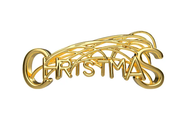 Boże Narodzenie elegancki złoty napis słowo z listy powiązane przez ciągi na białym tle. Urlop ilustracja 3d — Zdjęcie stockowe