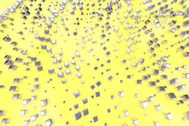 Gümüş veya beyaz altın platin sarı ışık dalga arka plan üzerinde küpleri engeller. 3D çizim modelleme. servet zengin araştırma bitcoin kavramı. İş Finans başarı clipart büyüyen para