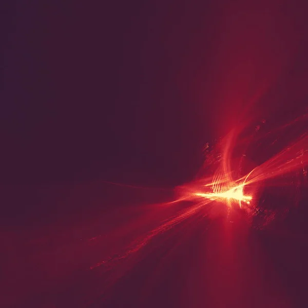 Glödande rött böjda linjer över mörka abstrakt bakgrund utrymme universum. Illustration — Stockfoto