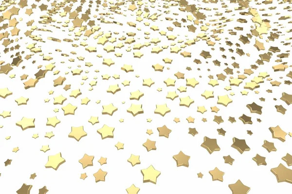 Estrellas de oro o platino volando sobre fondo blanco. Modelado de ilustración 3D. riqueza rica minería concepto bitcoin. Dinero creciente negocio finanzas éxito clipart —  Fotos de Stock
