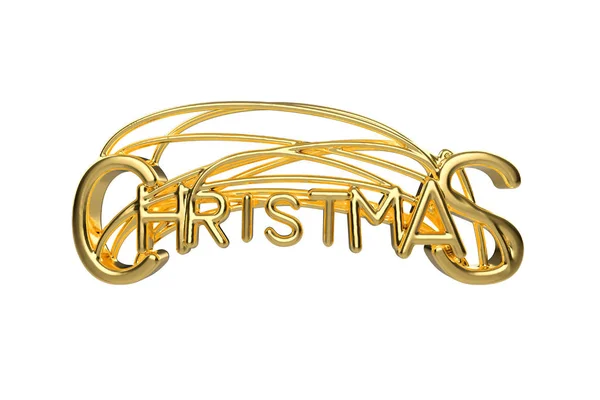 Christmas elegant golden lettering word with letters bound by strings isolated on white background. Holyday 3D illustration — Stock Photo, Image