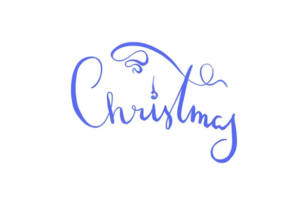 Weihnachten elegant blauen Schriftzug isoliert auf weißem Hintergrund — Stockfoto