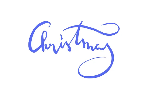Natale elegante lettering blu isolato su sfondo bianco — Foto Stock
