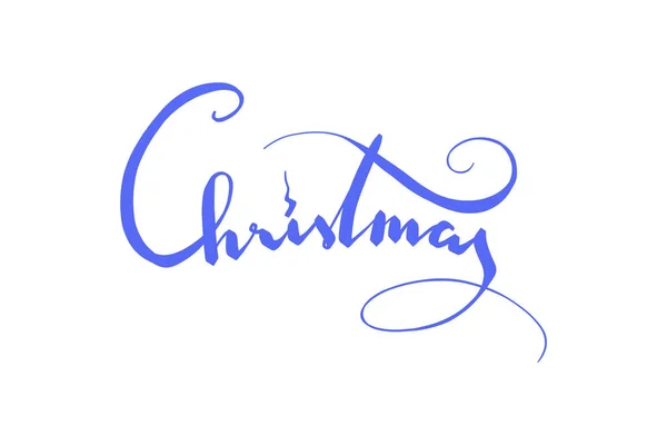 Natal elegante azul lettering isolado no fundo branco — Fotografia de Stock