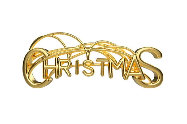 Kerst elegante gouden belettering woord met letters gebonden door tekenreeksen geïsoleerd op een witte achtergrond. Vakantie 3d illustratie — Stockfoto