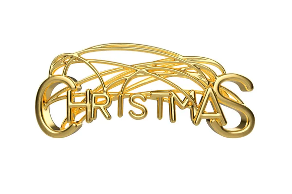 Рождественское элегантное золотое буквенное слово с буквами, связанными струнами, изолированными на белом фоне. Трехмерная иллюстрация Холидей — стоковое фото