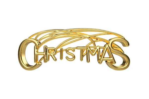 Natale elegante parola lettering dorato con lettere legate da stringhe isolate su sfondo bianco. Illustrazione 3D di Holyday — Foto Stock