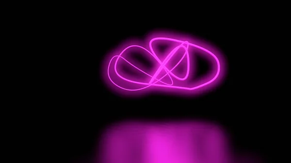 Futuristic Sci-Fi Abstract Purple Neon Light Shapes On Black Background wall and Reflective floor with Empty Space For Text 3D Rendering Illustration — стоковое фото