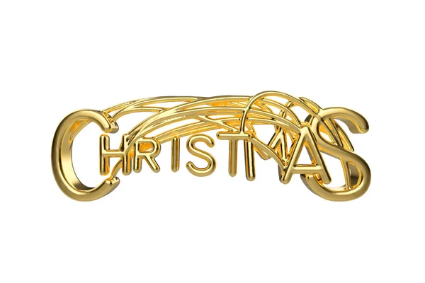 Noël élégant mot de lettrage doré avec des lettres liées par des cordes isolées sur fond blanc. Illustration 3D Holyday — Photo