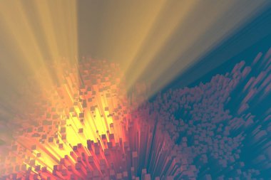 Servet zengin kavram fikir beyaz şehir towers adlı günbatımı ışınları soyut uzay background.3d resim işleme