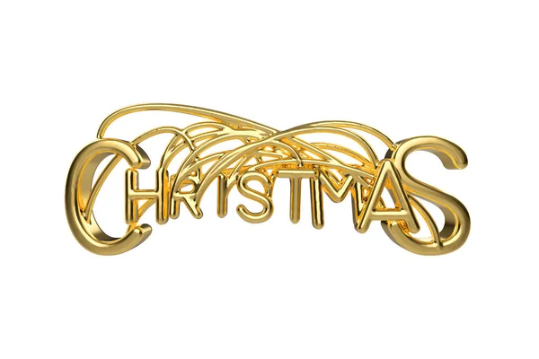 Χριστουγεννιάτικα κομψά χρυσά γράμματα λέξη με γράμματα που δεσμεύεται από συμβολοσειρές που απομονώνονται σε λευκό φόντο. Holyday 3d απεικόνιση — Φωτογραφία Αρχείου