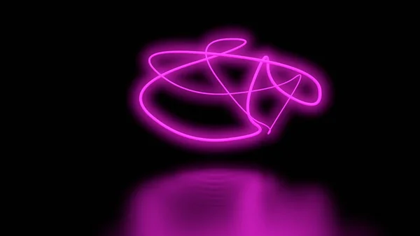 Futuristic Sci-Fi Abstract Purple Neon Light Shapes On Black Background wall and Reflective floor with Empty Space For Text 3D Rendering Illustration — стоковое фото