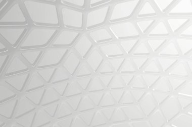 Yüksek poly mimari çelik ve cam, kaotik Kafes Izgara hücresel mulecular yapısı ile 3D render kavramı soyut. Bilim-kurgu arka sis veya sis hava çokgen şeklinde. Fütüristik