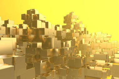 Servet zengin kavram fikir Golden city adlı günbatımı ışınları soyut uzay background.3d resim işleme