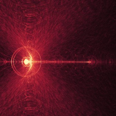 koyu arka plan boşluk evren üzerinde parlayan kırmızı eğri çizgiler. İllüstrasyon