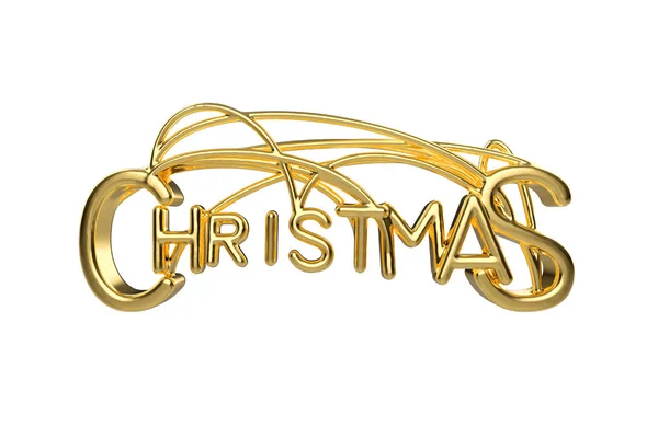 Christmas elegant golden lettering word with letters bound by strings isolated on white background. Holyday 3D illustration — Stock Photo, Image