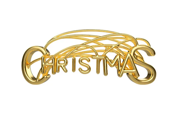 Natale elegante parola lettering dorato con lettere legate da stringhe isolate su sfondo bianco. Illustrazione 3D di Holyday — Foto Stock