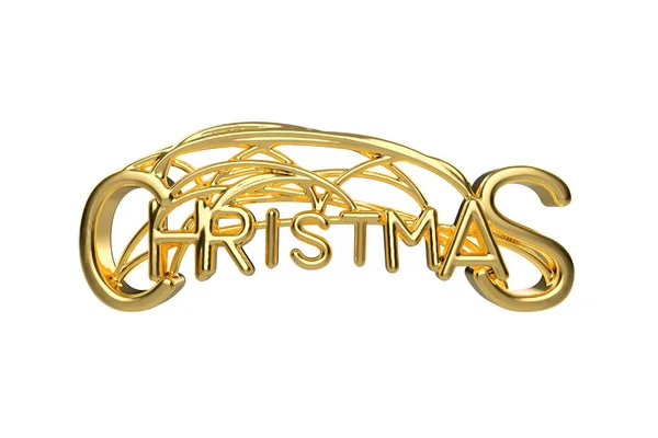 Natale elegante parola lettering dorato con lettere legate da stringhe isolate su sfondo bianco. Illustrazione 3D di Holyday — Foto Stock