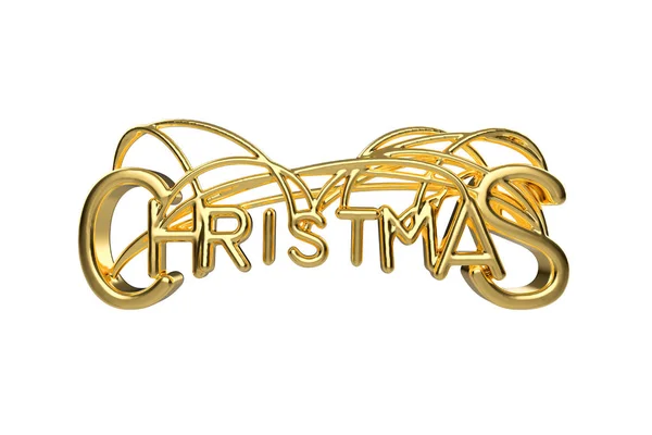 Weihnachten eleganten goldenen Schriftzug Wort mit Buchstaben gebunden durch Schnüre isoliert auf weißem Hintergrund. Feiertag 3D-Illustration — Stockfoto