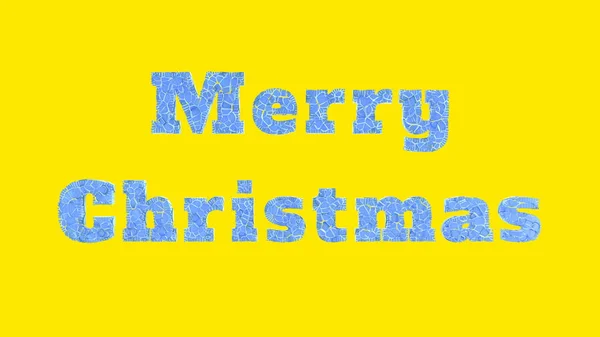 Счастливого Рождества, написанного замороженным треснувшим льдом на желтом фоне. 3d иллюстрация — стоковое фото