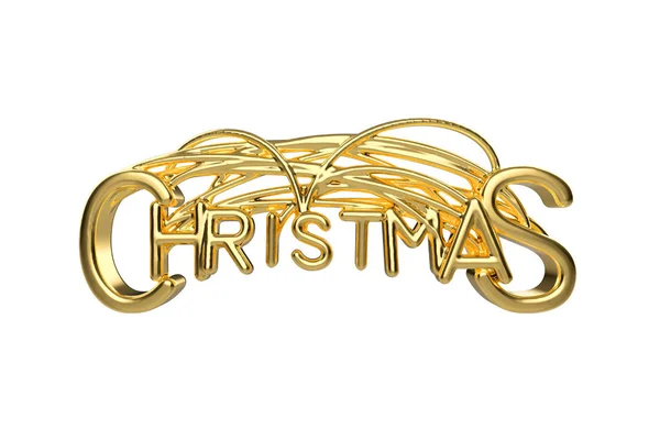 Christmas elegant gyllene bokstäver ord med bokstäverna bunden av strängar isolerad på vit bakgrund. Holyday 3d illustration — Stockfoto