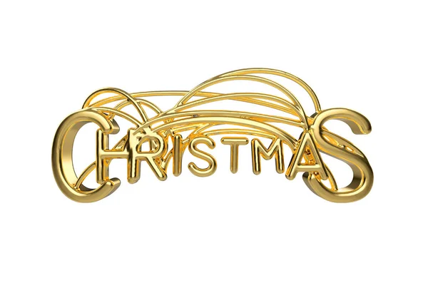Christmas elegant golden lettering word with letters bound by strings isolated on white background. Holyday 3D illustration — Stock Photo, Image