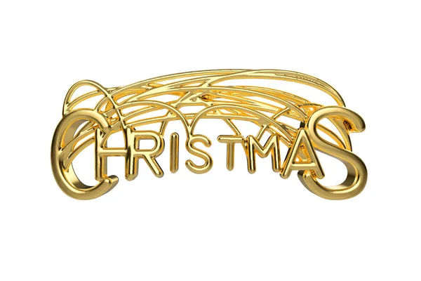 Noël élégant mot de lettrage doré avec des lettres liées par des cordes isolées sur fond blanc. Illustration 3D Holyday — Photo