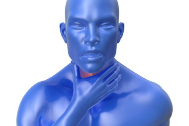 boğaz veya boyun ağrı tahriş ile komuta sizde. 3D çizim