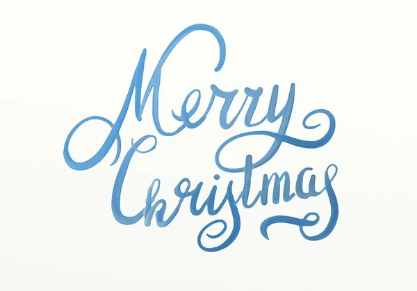 Mavi suluboya yazı neşeli Noel el boyalı — Stok fotoğraf