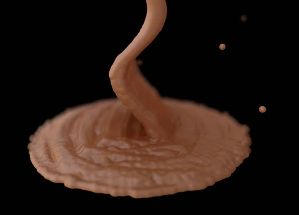 Всплеск плавления шоколада изолированы на черном фоне — стоковое фото