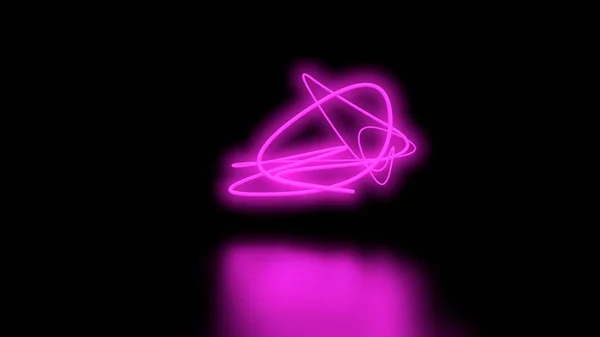 Futuristic Sci-Fi Abstract Purple Neon Light Shapes On Black Background wall and Reflective floor With Empty Space For Text 3D Rendering Illustration — Stock Photo, Image
