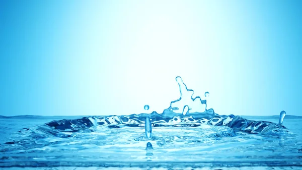 Dalgalar ve sakin su yüzey gerçekçi 3d çizim üzerinde damlacıklar ile dondurulmuş hareket sıçrama taç. Saf içki taze kaynak, temiz çevre ve ekoloji kavramı. Doğal ürün tanıtımı — Stok fotoğraf