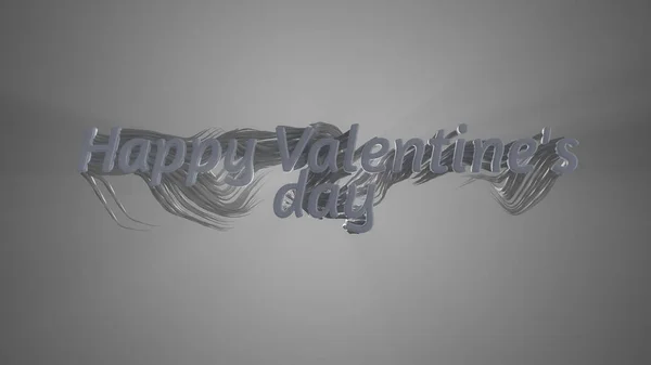 Happy Valentines Day message words made by white paper braided wavy strings over gray background. 3d illustration — Stock Photo, Image