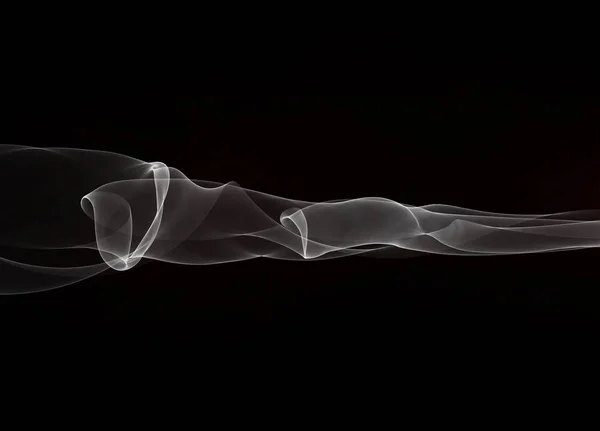 Llama de humo ondulado abstracto sobre fondo negro —  Fotos de Stock