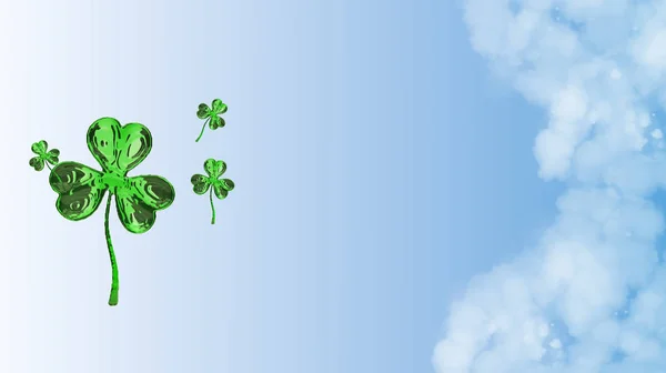 St. Patricks Day 3d effet trèfle sur fond d'espace. Salutations décoratives grungy ou carte postale. Bannière simple pour le site, la boutique, les promotions de magazines avec place pour le texte. Illustration 3d — Photo