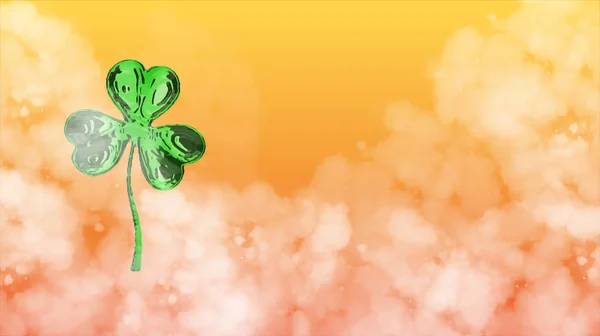St. Patricks Day 3d effect clover over space background. Decorative greeting grungy or postcard. Simple banner for the site, shop, magazine promotions with place for text. 3d illustration — Stock Photo, Image