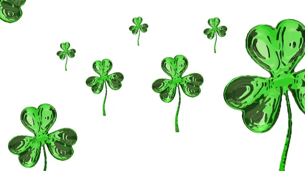 St Patricks Day 3d effekt klöver över utrymme bakgrund. Dekorativa hälsning grungy eller vykort. Enkel banner för webbplatsen, butik, tidningen kampanjer med plats för text. 3D illustration — Stockfoto
