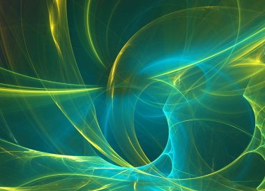 parlak yeşil çizgiler ve çevrelerinde koyu arka plan üzerinde kavisli. İllüstrasyon