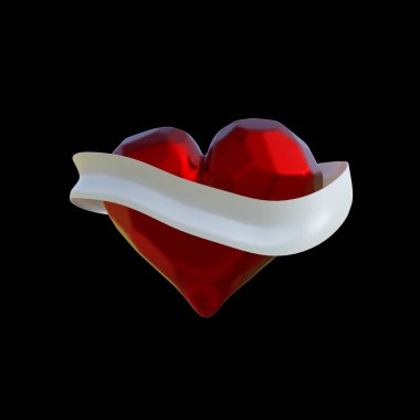 Beyaz kurdele ile doğranmış kırmızı kalp uçan. Boşaltmak için metin Valentines gün 3d çizim